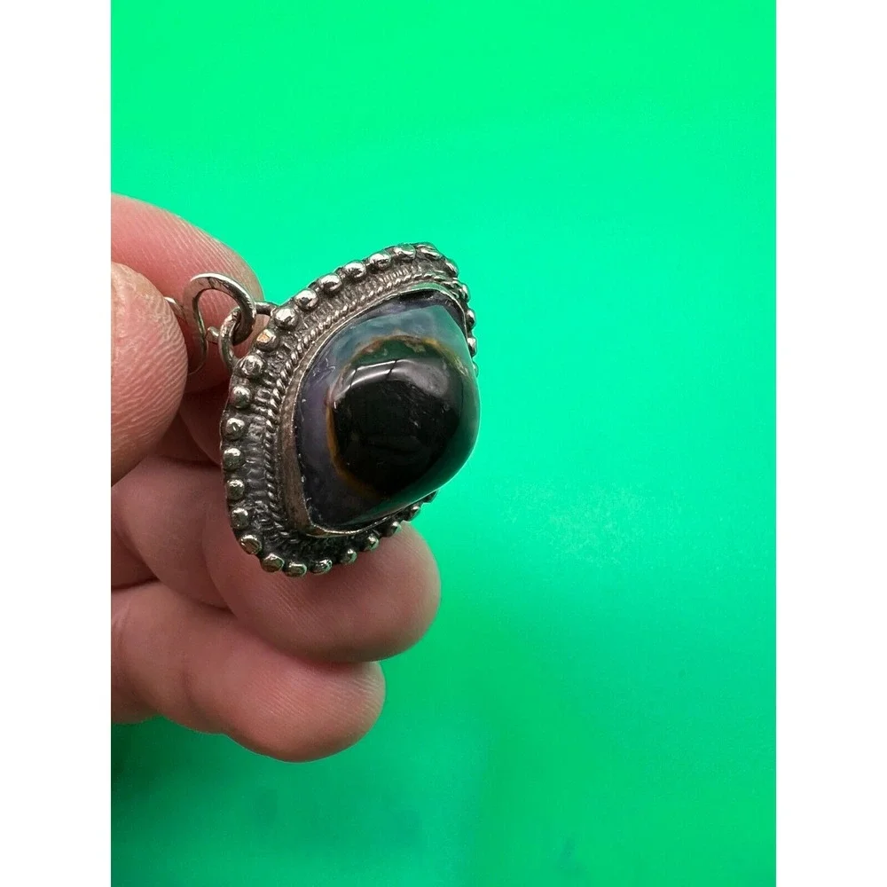 Vintage Natural Black‎ Stone Pendant Jewelry